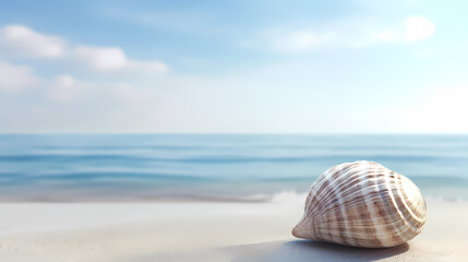 Fototapeta na wymiar Beautiful white shells on the beach