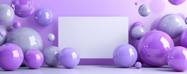 Purple spheres with blank banner mockup