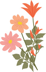 Wildflowers bouquet hand drawn illustration