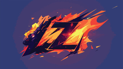 Uppercase initial logo letter LZ with blazing flame - obrazy, fototapety, plakaty