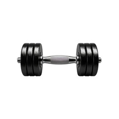 Fototapeta premium A sleek 20kg metal dumbbell with black disks featured in isolation against a transparent background