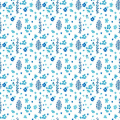 abstract blue background with bubbles  flower petals and leaves