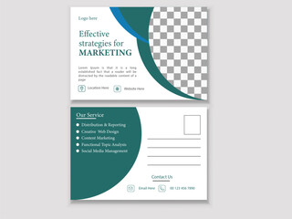 Creative Vector postcard Design for Business Solution and Marketing Agency 