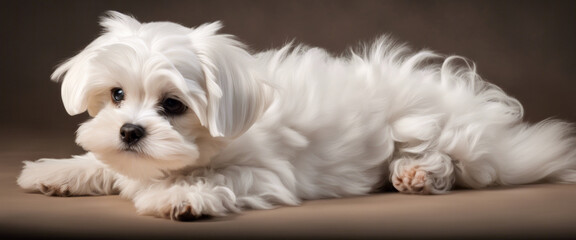 Puppy Maltese lapdog isolated on white background