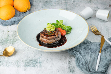 grilled meat with vegetables