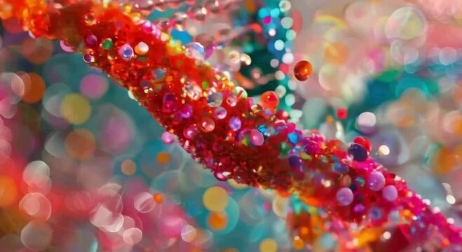  Colorful DNA Double Helix Strand with Abstract Background