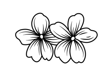 Obraz premium Two vintage flowers. Template, pattern, symbol, sign, icon, silhouette, tattoo, set. Lines.