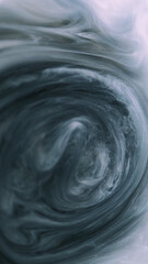 Paint water swirl. Monochrome ink. Dark smoke. Black white gray silk spiral flowing motion haze...
