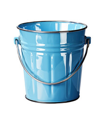 empty clean blue bucket with a handle, isolated