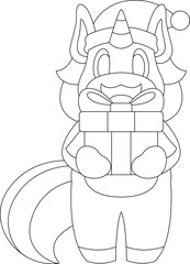 Unicorn Christmas Package Animal Vector Graphic Art Illustration