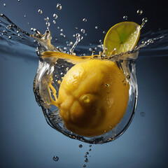 lemon in water splash