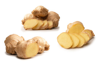 Ginger root isolated on white background.