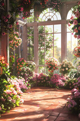 "Victorian Conservatory: A Floral Haven Under Glass