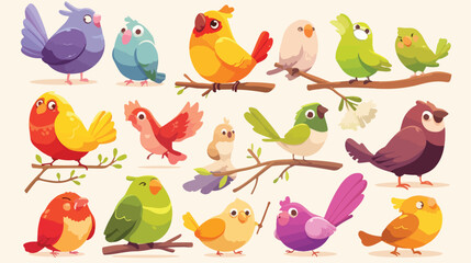 Various cartoon birds collection for any visual des