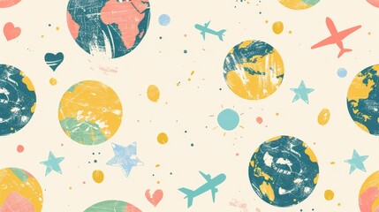  a minimalist background featuring a collection of colorful hand-drawn globes in different sizes. 