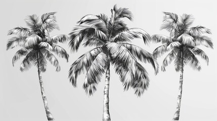 Fototapeta na wymiar The tropical paradise island landscape design is illustrated with a single continuous line drawing of a coconut tree palm.