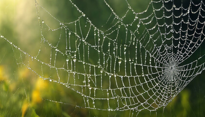 The spider web with dew drops. Abstract background - obrazy, fototapety, plakaty