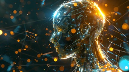  brain connected to the motherboard, abstract future technology concept illustration