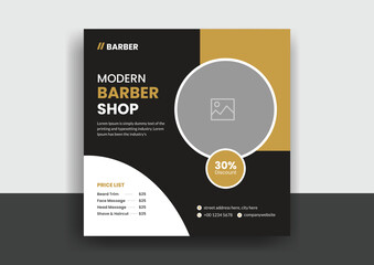 Barber shop hair salon social media post template. beauty spa business web banner design