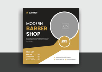 Barber shop hair salon social media post template. beauty spa business web banner design