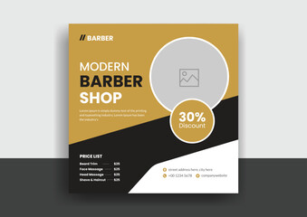 Barber shop hair salon social media post template. beauty spa business web banner design