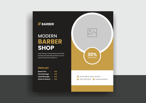 Barber shop hair salon social media post template. beauty spa business web banner design