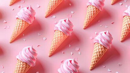 Pink Soft Serve Ice Cream Cones Pattern
