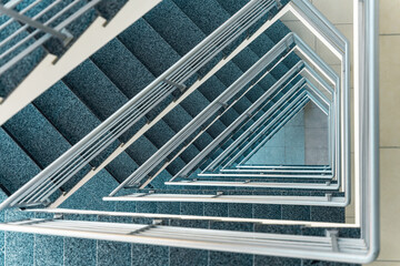 Stairs going down in a modern office building