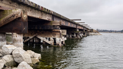 Railroad Tracks Leading into Madison Wisconsin Over Lake Monona