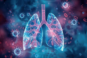 Studies on human lung anatomy and pathogen dynamics are pivotal in creating effective vaccines and treatments that prevent and combat respiratory infections, science concept - obrazy, fototapety, plakaty