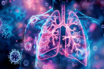 Studies on human lung anatomy and pathogen dynamics are pivotal in creating effective vaccines and treatments that prevent and combat respiratory infections, science concept - obrazy, fototapety, plakaty