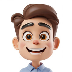 3d portraits of happy people on a white background. Cartoon characters boy and man, vector illustration