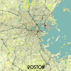 Boston, Massachusetts, USA map poster art