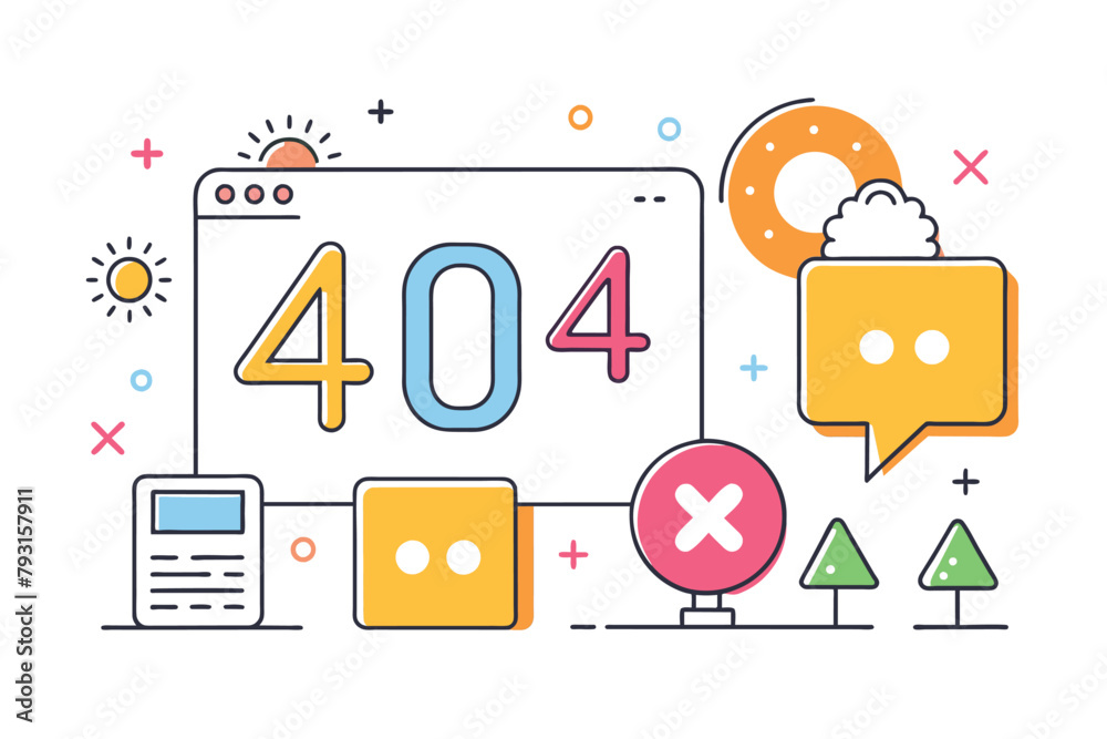 Poster multiple instances of the number forty arranged in a simple and minimalist error icon set, error 404