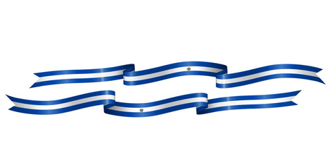 set of flag ribbon with colors of El Salvador for independence day celebration decoration