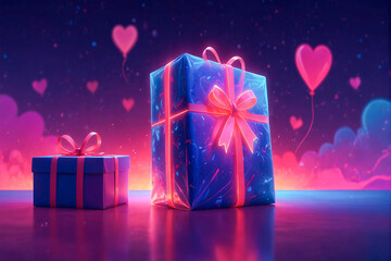 3d rendering of Valentine day gift with balloon
