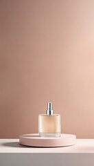 Elegant Perfume Flask on Abstract Background in Soft Tones