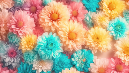 Flowers in sweet pastel color background