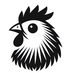Minimalistisches lustiges Huhn in schwarz weiß