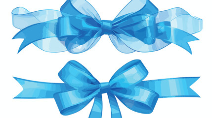 Vector Blue Transparent Bow and Ribbon Top View Clo