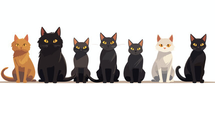 Vector Breed cats in different poses. 2d flat carto