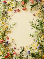 frame background of wild flowers.