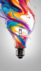 Bright creative lamp filled with colorful paints symbolizing brightness and creativity.