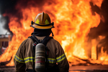 Naklejka premium firefighter in action