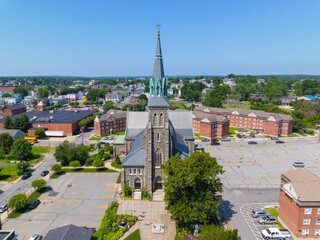 St. Patrick's Catholic Church at 282 Suffolk Street in historic city center of Lowell, Massachusetts MA, USA. 