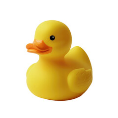 A whimsical bath accessory toy for kids the Rubber Yellow Duck is depicted against a transparent background