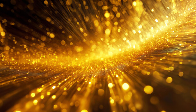 Radiant burst of golden light from a central point, with scattered particles adding to the luminosity