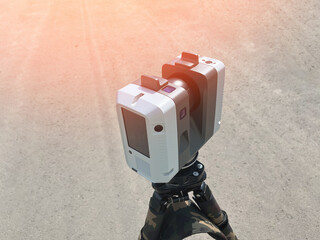 Geodetic Laser 3D Scanner. A tool for making accurate measurements and building a 3D model.