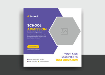 School education admission social media post & back to school web banner template