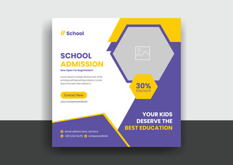 School education admission social media post & back to school web banner template